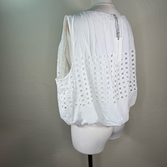 NEW NWT Jennifer Grace White Eyelet Cropped Sleeveless Shirt Top Size XL - Picture 7 of 16